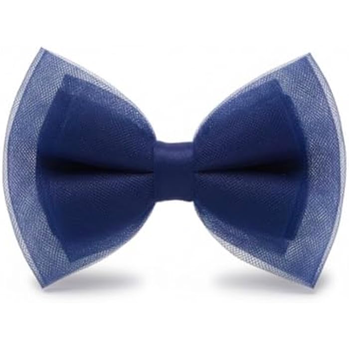 Pack of 2 Bow Hair Band Blue Fabric Metal Clip Hair Accessory for Girls - Image 2